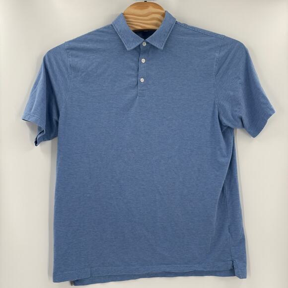 Peter Millar Mens XL Blue Striped Cotton Silk Blend Short Sleeve Polo Shirt - Picture 3 of 4